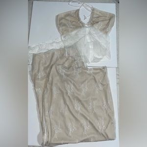 White lace midi skirt set